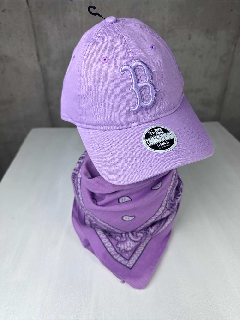 New Era Lavender Boston Red Socks Baseball Cap with Matching Bandana